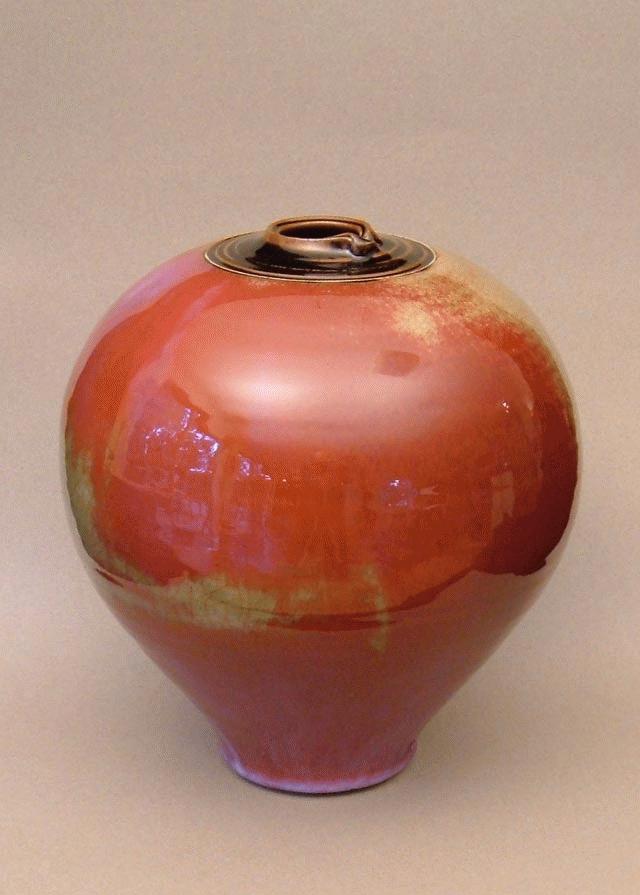Copper red vase h 30cm