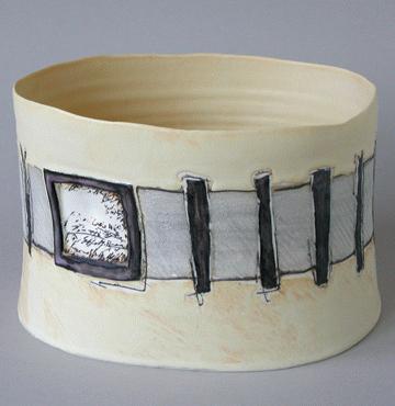 Vessel in yellow & grey